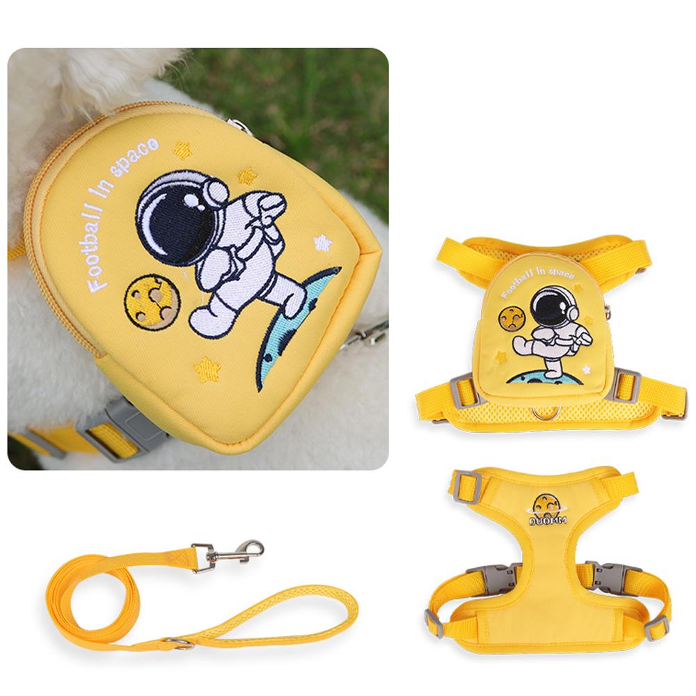 Cute Cartoon Pet Harness with Backpack Outdoor Travel Vest Type Small Meidum Dog Detachable Detachable Backpack