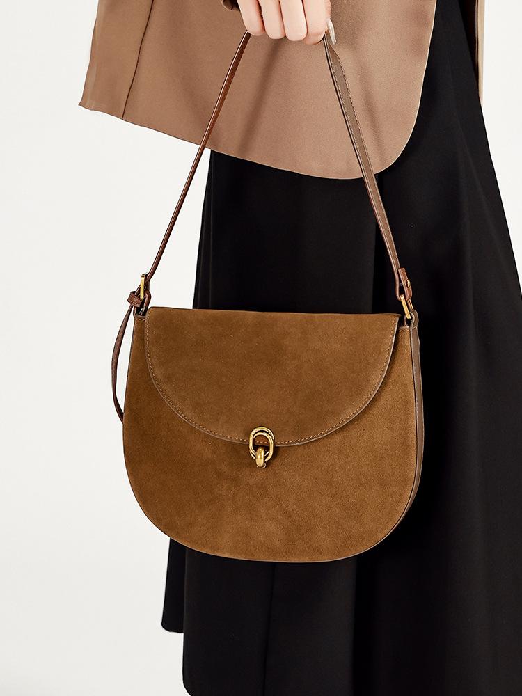 Matte Echtleder-Rindsleder Crossbody Satteltasche für Damen - Modisch, Vielseitig, Einzelschulter-Design für den Herbst