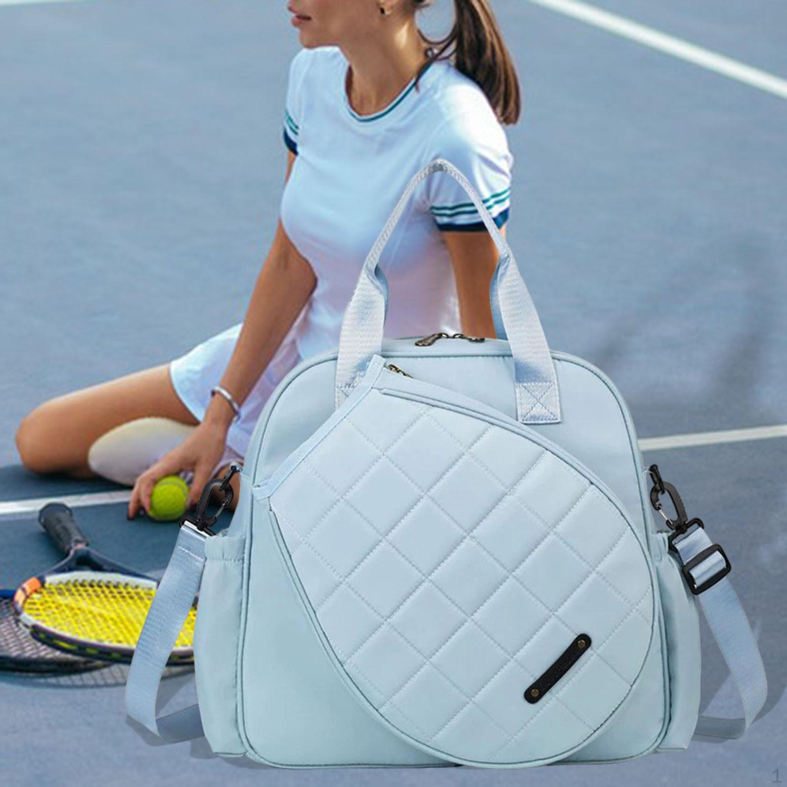 

Tennis Bag Badminton Racket Fitness Sport Large Beginners Portable Oxford Cloth for Women Men синий