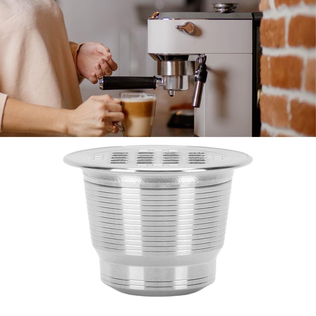 Capsula per Caffè Riutilizzabile Pod in Acciaio Inossidabile 304 Capsula per Caffè Ricaricabile con Spazzolino e Cucchiaino per Macchina da Caffè