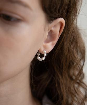 Merrymotive White Pearl And Crystal Mini Hoop Earring