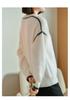 Women's Pure Wool Round Neck Color Block Sweater - Autumn/Winter 2024 Korean Style Loose Fit Pullover