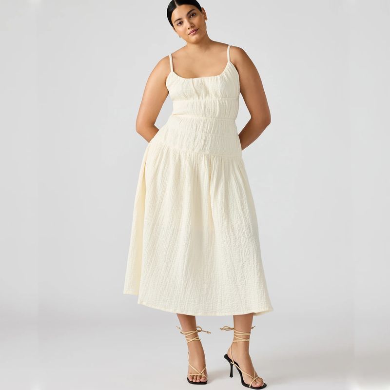 

Платье-слинг из хлопка цвета слоновой кости Ivory White L