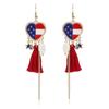 July 4th Earrings For Women Girls Zinc Alloy Imitation Pearl Drop Dangle Earrings PatrioticFringe Drop Earrings