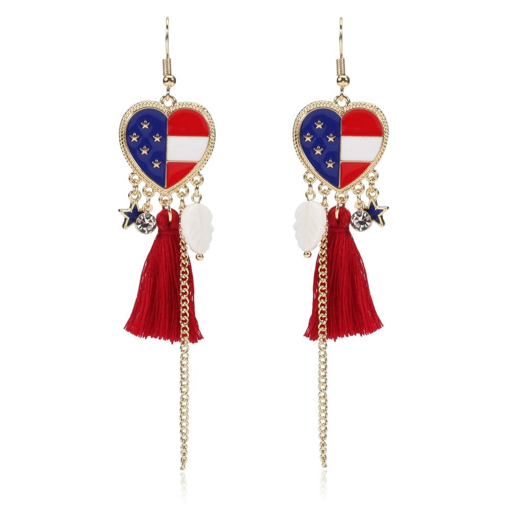 July 4th Earrings For Women Girls Zinc Alloy Imitation Pearl Drop Dangle Earrings PatrioticFringe Drop Earrings