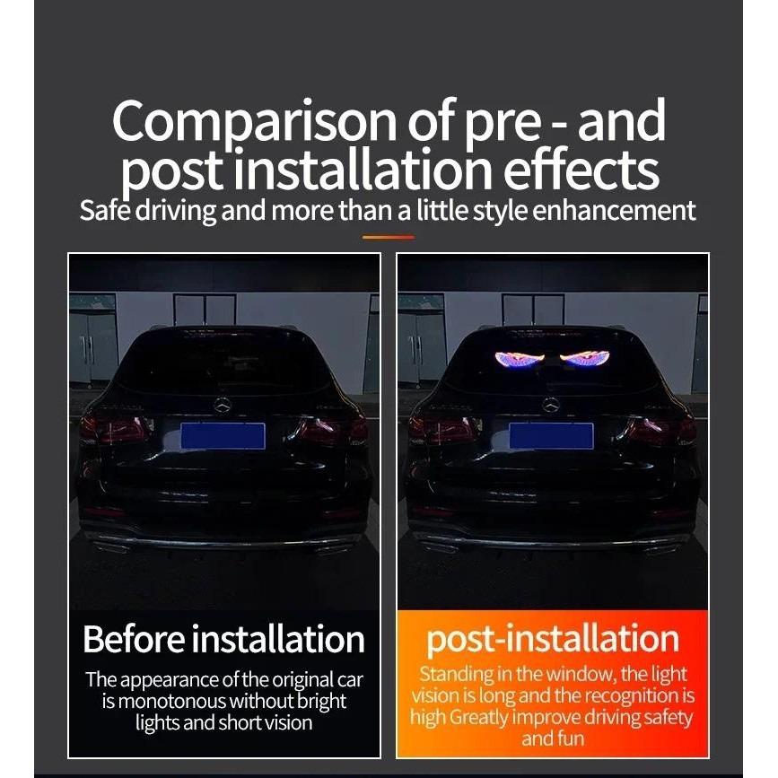 Universal Car LED Eyes Sticker USB Multi-Mode Auto Rear Window Decoration Light