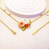 Dopamine 18K Gold Plated Enamel Painted Magic Adventure Series Little White Rabbit Flower Necklace Bracelet Collarbone Chain