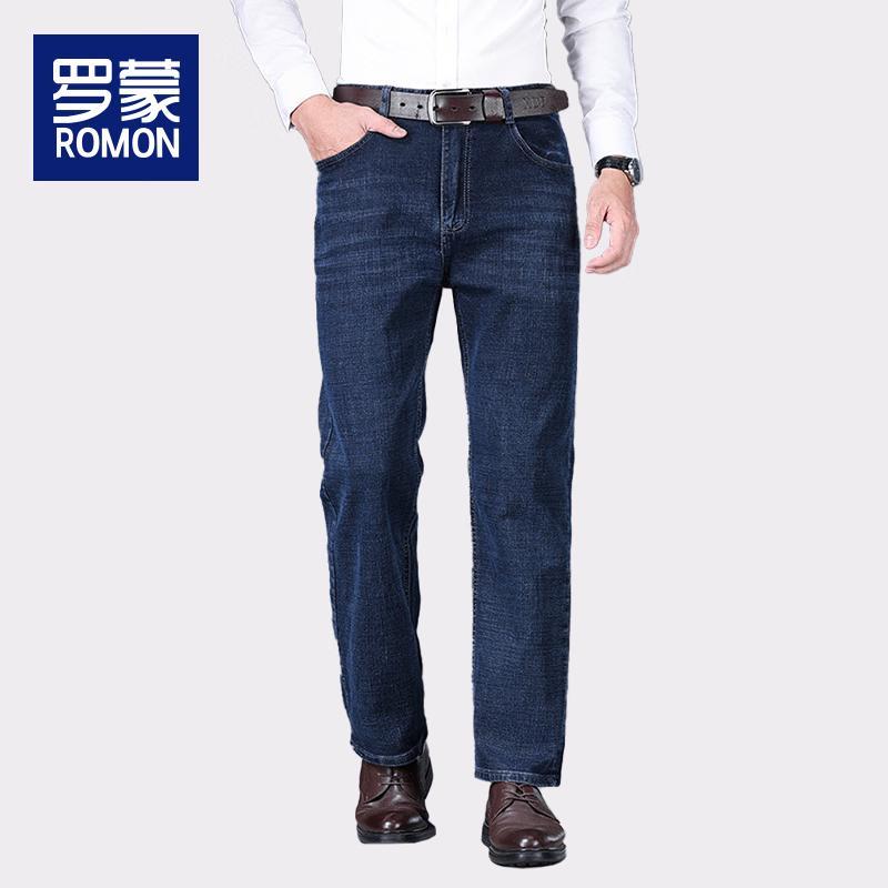 Romon Herren Jeans mit Plüschfutter und geradem Bein WL001R