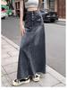 Vintage Korean Style High-Waist Denim Midi Skirt for Women - Early Spring/Summer A-Line Bodycon
