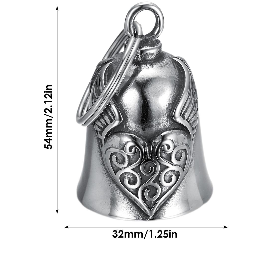 Motorcycle Riding Amulet Pendant Good Luck Heart Wing Riding Bell Retro Motorcycle Safety Jewelry Bell Decoration