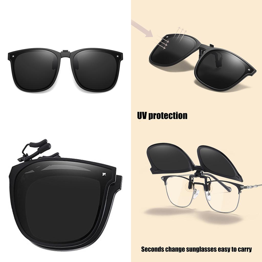 Square Clips On Sunglasses Foldable Polarized Spring Hinges Sunglasses Metal Clips Rimless Sunglasses Outdoor Sunshades