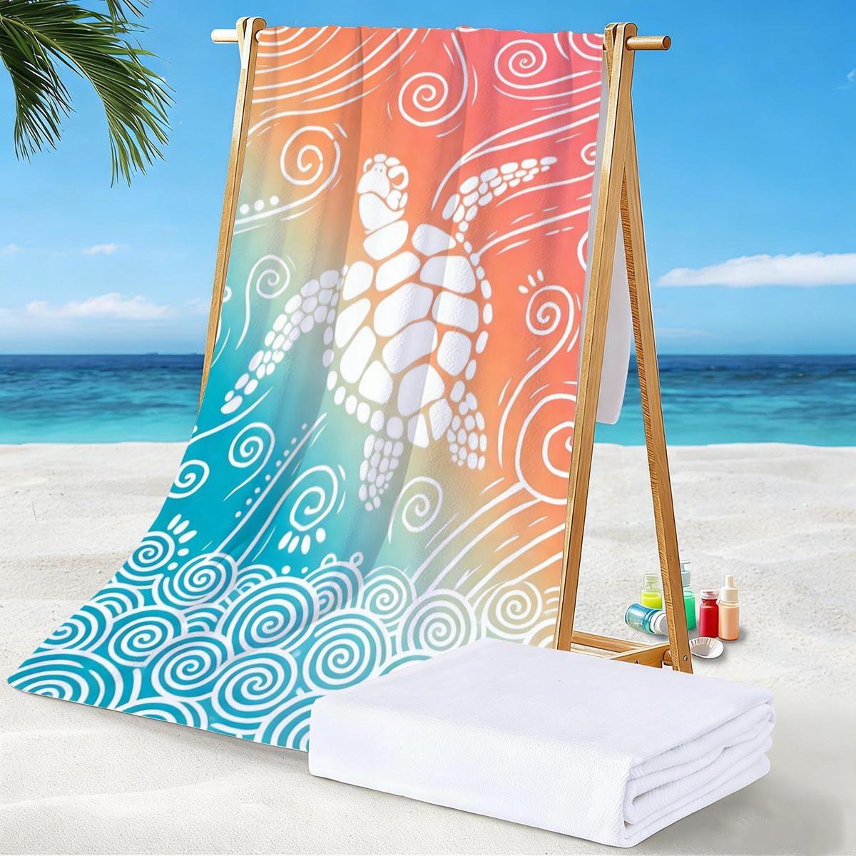 Direct Supply Of Marine Life Terry Printed Beach Towels, Microfiber Swimming Bath Towels 70cmx150cm