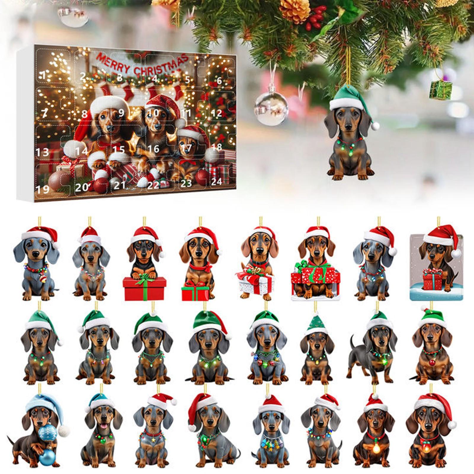 

Рождественский адвент-календарь 2024 года содержит 24 рождественских акриловых украшения, календарь прибытия, обратный отсчет до Рождества с сюрпризами-подвесками One Size