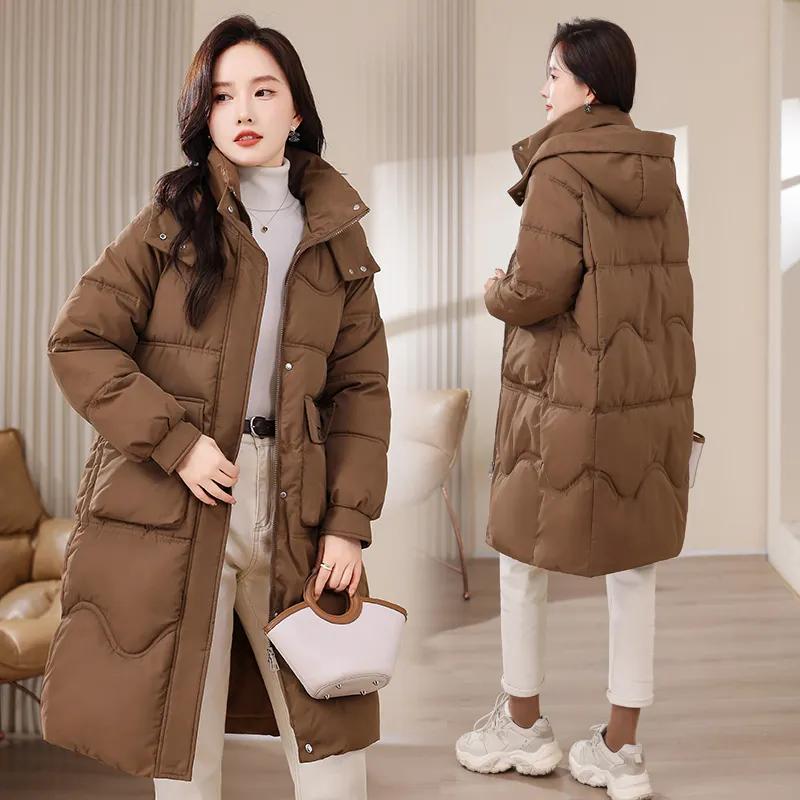 

8XL Женская зимняя длинная парка оверсайз с капюшоном, повседневная, свободного кроя, теплая, женская куртка большого размера XXXXXL