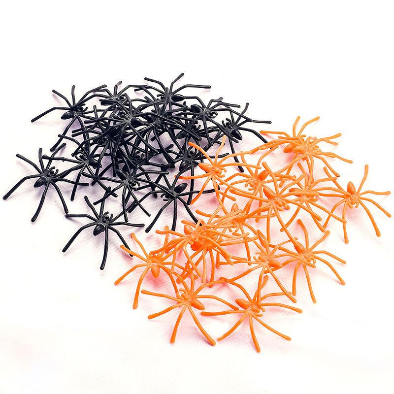 WTEMPO 100PCS Plastic Spiders Halloween Realistic Spiders Black Fake Spiders Small Spider Modle for Prank Haunted House Halloween Party Supplies
