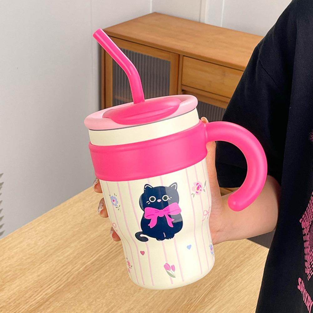 Stainless Steel Cat Thermos Cup Portable Coffee Mug Fashion Insulation Cup  Office
