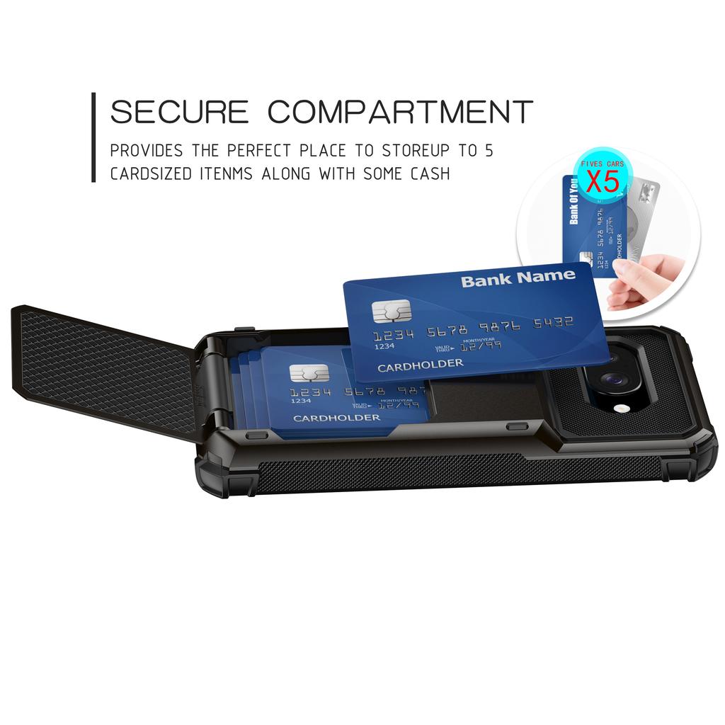 For Google Pixel 9a Case PC + TPU Dual Layer Back Phone Cover with Card Holder