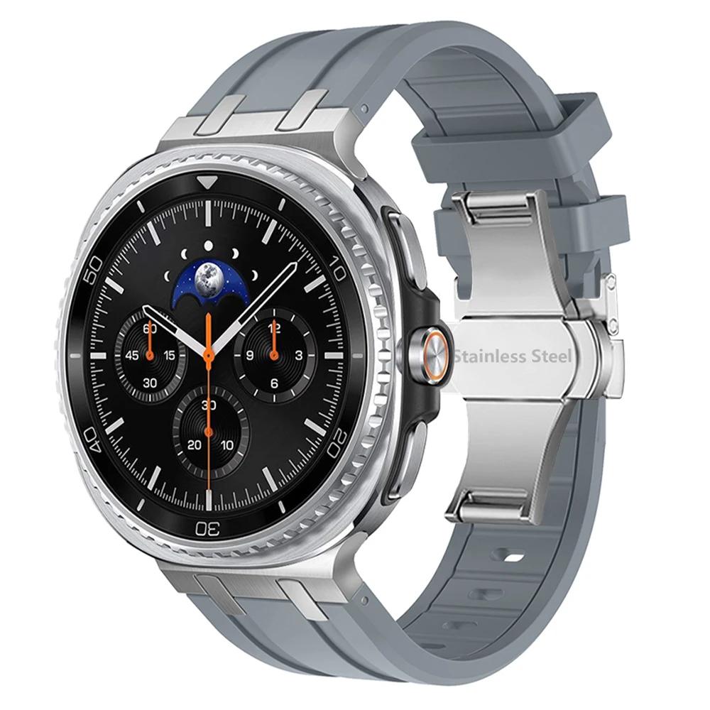 

Silicone Band for Samsung Galaxy Watch 8 Classic 46mm 8 40mm 44mm Sports Strap Correa for Galaxy Watch Ultra 47mm 2025 Bracelet Galaxy Ultra (2024) срібло сірий колір