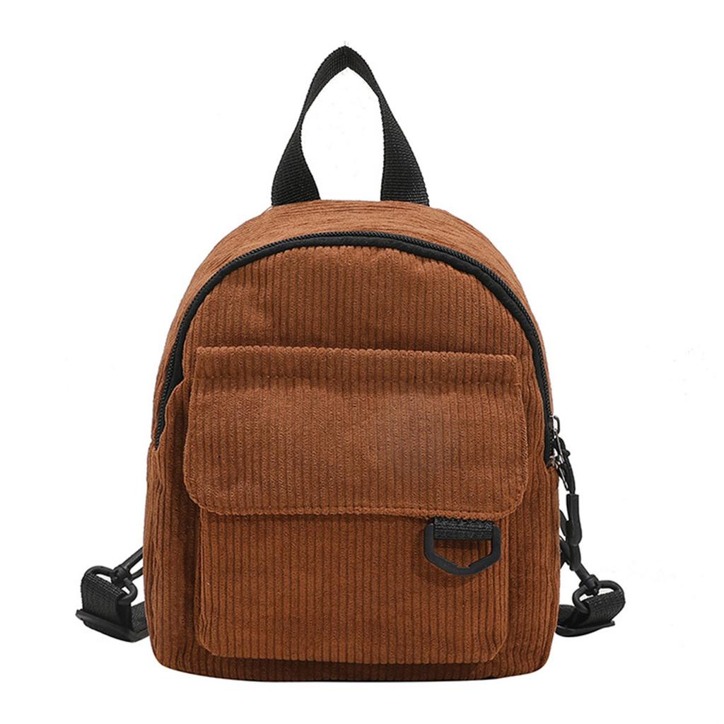 Retro Velvet Solid Color Japanese Style Women's Backpack Simple Student Bookbag Ladies Shoulder Bag