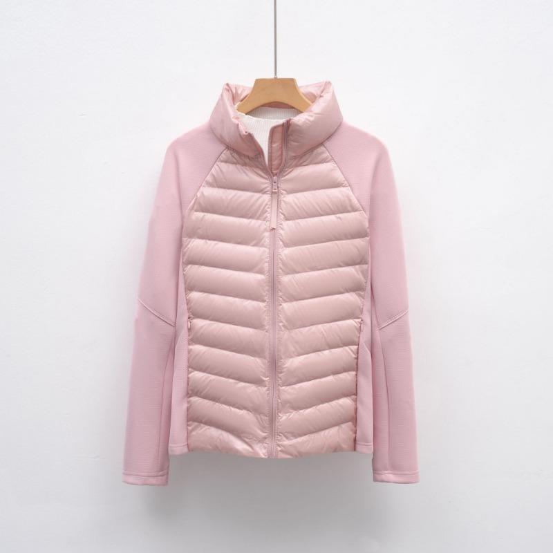 Autumn and Winter New Light Down Jacket Women's Splicing Stand-up Collar Outdoor Sports Slim Yoga Fitness Top