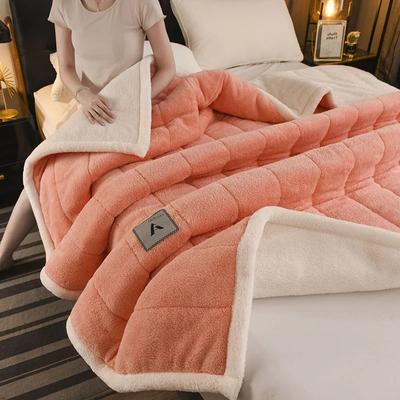 Super Soft Warm Blanket Thermal Three-Layer Weighted Velvet Solid Color Bedspread Fleece Throw Blanket Adult Bed Cover Winter