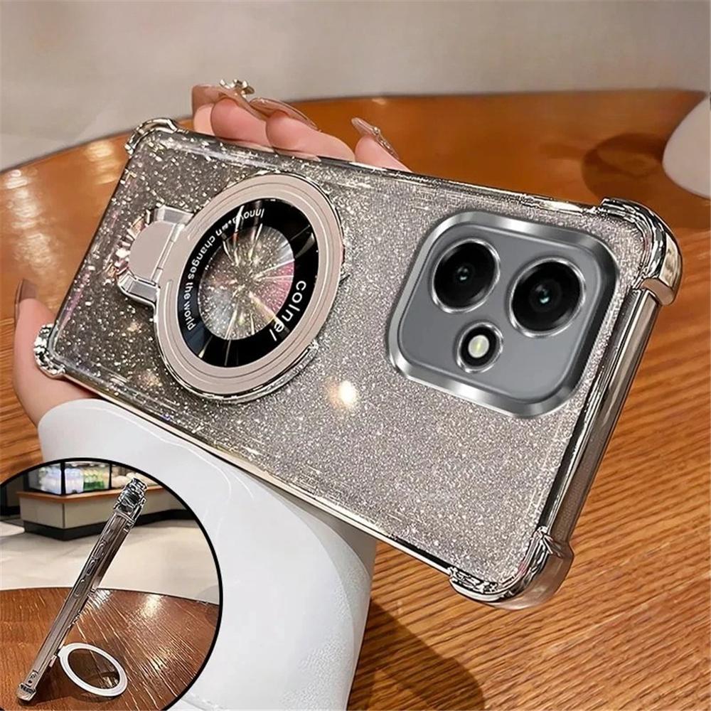 Glitter Shockproof Phone Case For Honor 400 Lite 200 Pro 200 300 100 90 80 70 60 50 SE Magnetic Bracket Holder Bumper Soft Cover