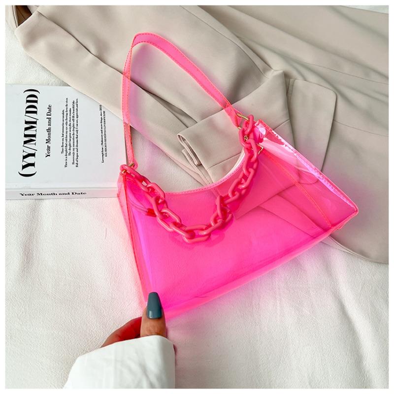 Summer new fashion women's bag small fresh jelly bag solid color transparent women's armpit bag shoulder small bag