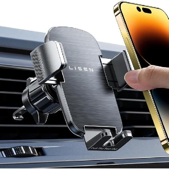 LISEN 2025 Car Phone Mount, Phone Holders for Your Car [Thick Cases Friendly] Car Phone Holder Air Vent Wider Clamp & Metal Hook Cell Phone Car Mount чёрный