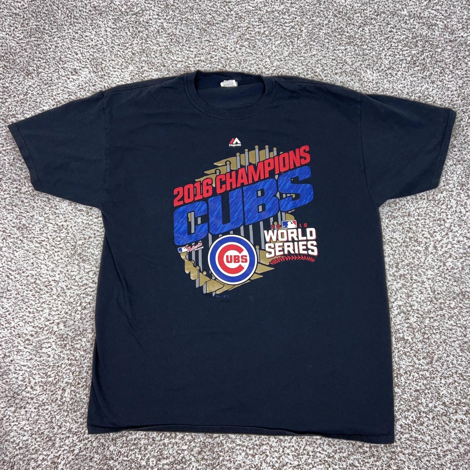 Chicago Cubs Shirt Mens XL Black MLB Baseball 2016 World Series Champs Sports S
