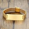 Stylish Men Stainless Steel Stretch Mesh ID Bracelets Custom Jewelry Personalize Engrave Stainless Steel Wrist Gifts Free Ship