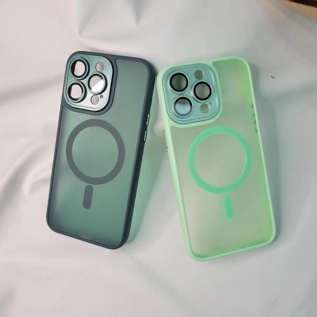 Applicable To Iphone16Pro Mobile Phone Case Matte Magsafe Magnetic Suction 15 Semen Hole with Lens Skin Feeling Protective Cover