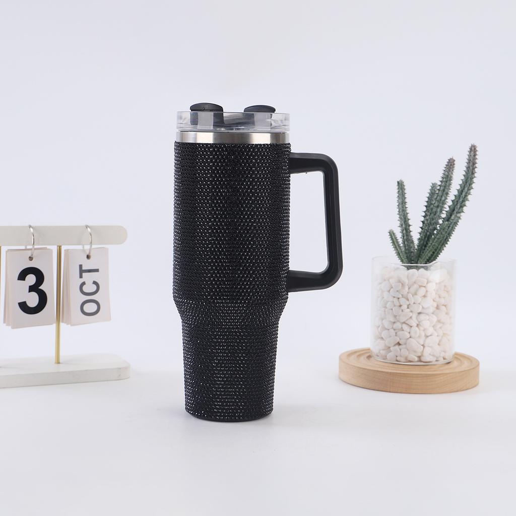 Rhinestone 40oz Insulated Tumbler with Straw Cup with Handle Sliding Bottle for Bling Lid Her Gift Diamond Steel Stainless Water
