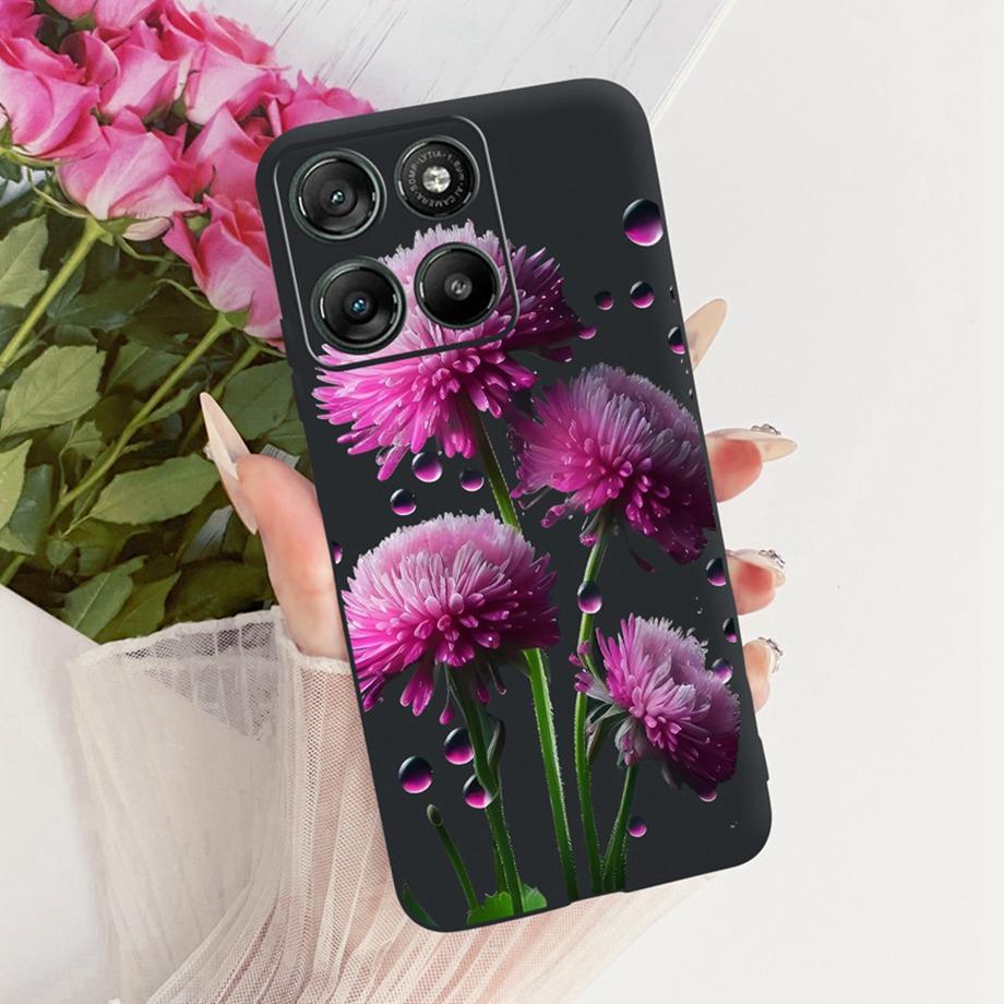 Etui do Motorola Moto G17 Power G15 Power MotoG15 Miękki Czarny Silikonowy Pokrowiec Malowanie Kwiatowe Motyl Smok Kot Funda