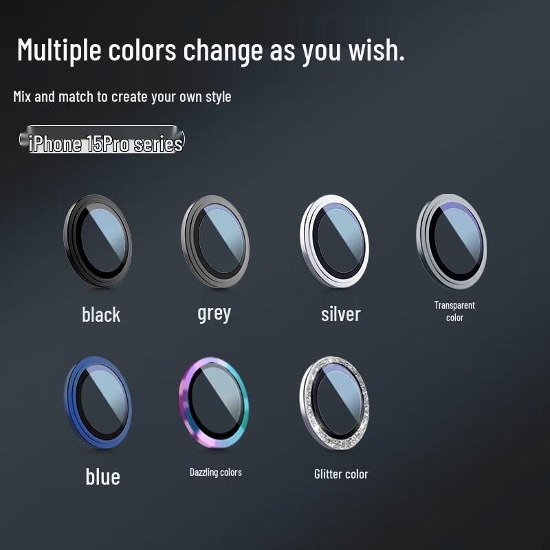 iPhone 15 Pro Dazzling Tempered Glass Camera Lens Protector (3-Pack)