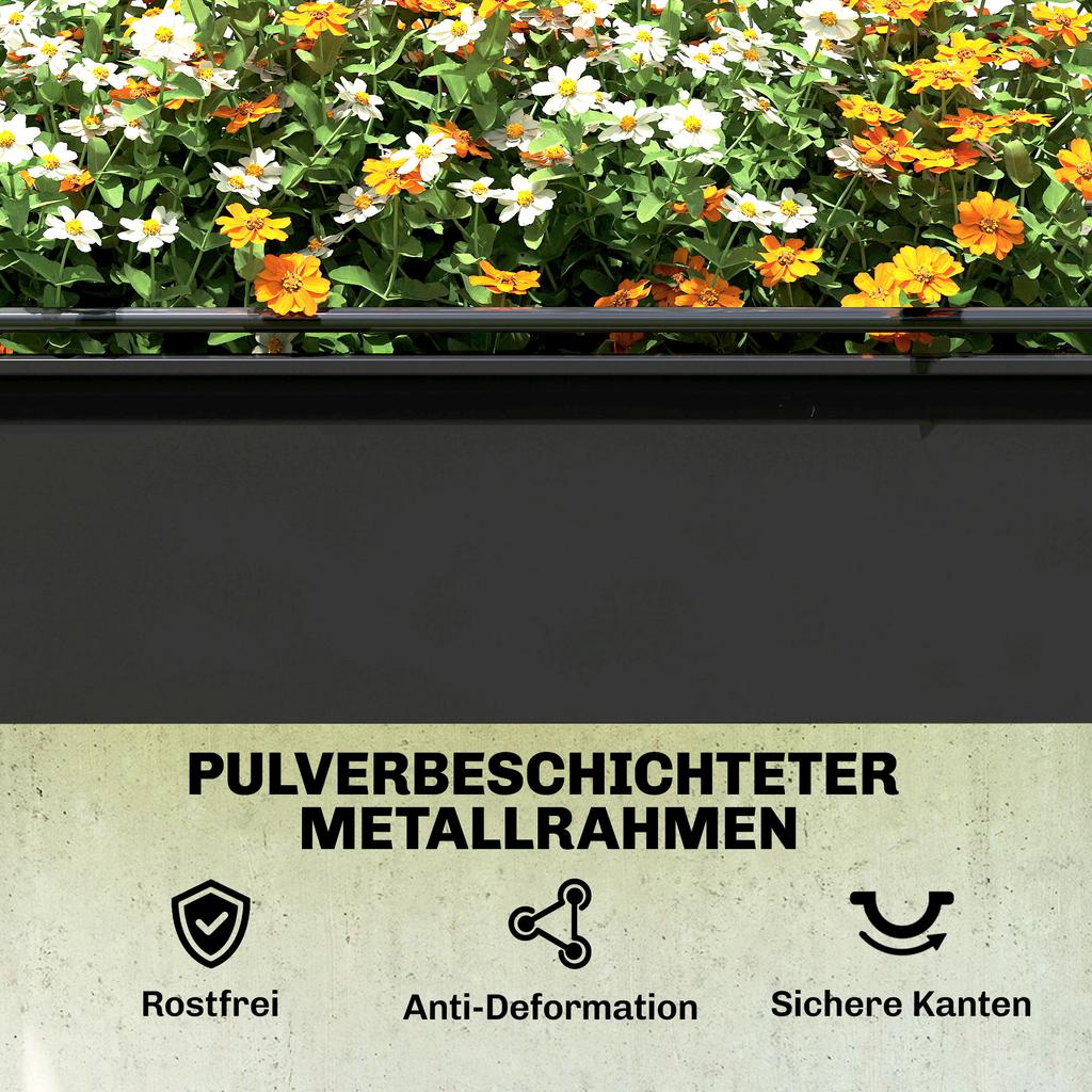 Raised Planter with Flip-Up Greenhouse Cover, Metal Raised Garden Bed On Legs with Drainage Hole, Black