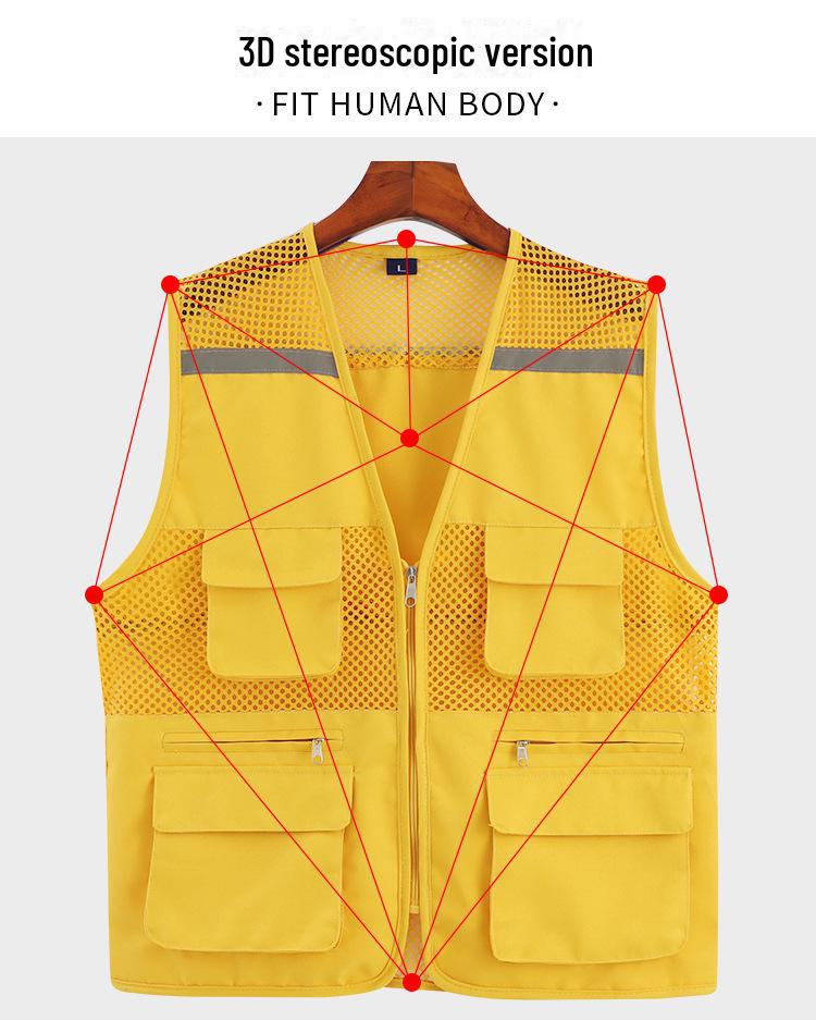 Custom Logo Emergency Management Safety Vest - Multi-Pocket Workwear for Photojournalists