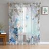 Christmas Tree Leaves Green Red Ball Snowflake Plant Tulle Sheer Window Curtains Living Room Voile Organza Curtains Drapes