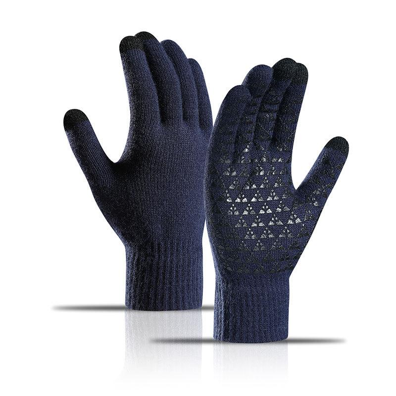 3sets Women Men Warm Winter Touch Screen Gloves Cold Warm Wool Knitted Gloves Wool Full Finger Outdoor Cycling Driving Glove