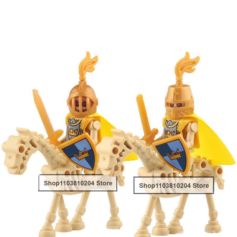 Skeleton Soldier Army King Knight Undead Horse Warrior Bricks Building Block Ringwraith Saddle Roman Soldiers Sword Waffen Toys