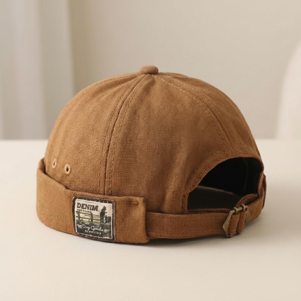 

Adjustable Cotton Vintage Skullcap Solid Color Unisex Outdoor Sun Hat Casual Bucket Hat for Men Women коричневий
