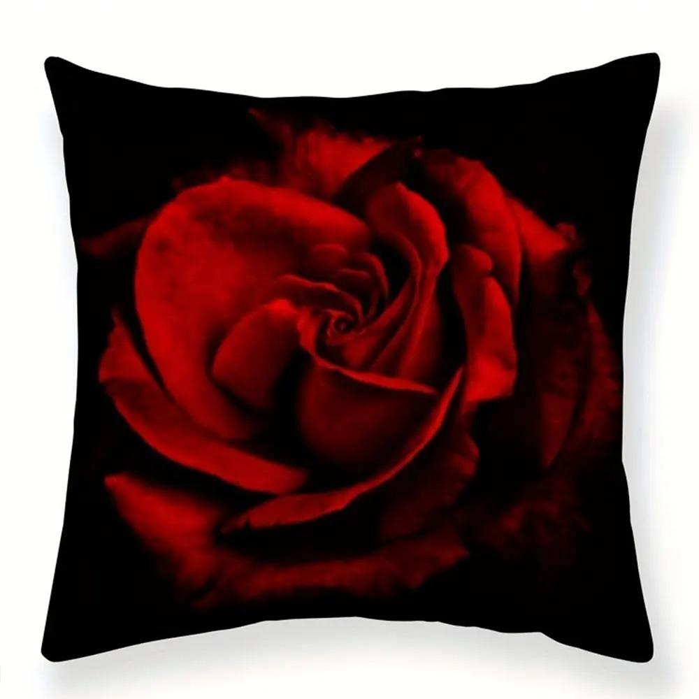 Dekoracja Domu Czerwona Róża Seria Walentynkowa Poszewka na Poduszkę Sypialnia Salon Sofa Dekoracyjny Pokrowiec na Poduszkę