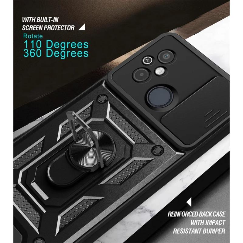 For Xiaomi Redmi 12C Case Shockproof Armor Ring Holder Phone Cases For Xiaomi Redmi 12C 12 C Redmi12C Slide Lens Protect Cover