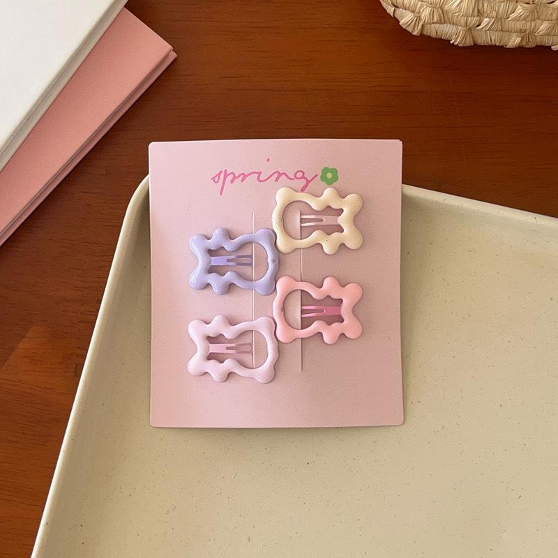 4Pcs/Set Pink Simple Heart Star Hair Clips For Girls Cute Hairpin Barrettes Fashion Accessories Gift