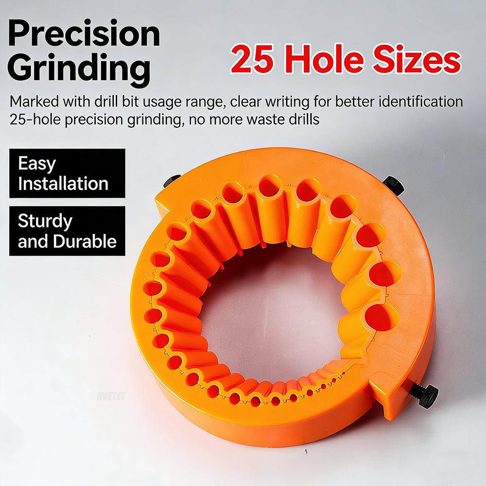 25-Hole Thickened Drill Bit Sharpener Metal Blade Design, Fits 115/125 Angle Grinder,Tool for Refurbishing Old Drills