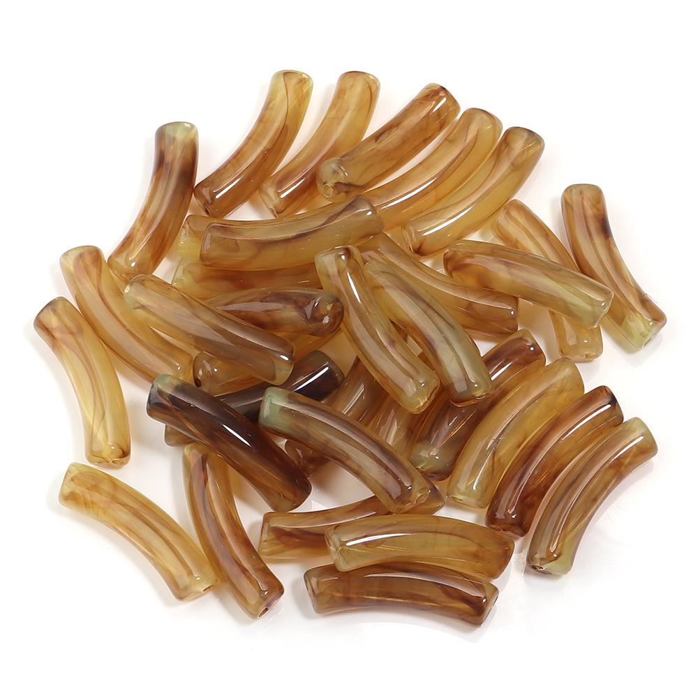 30 pezzi/lotto Perline Tubolari Curve in Acrilico Bicolore Forma Sottile di Bambù Perline Distanziatrici Sfuse Per Braccialetti Collane Fai da te Accessori per Gioielli