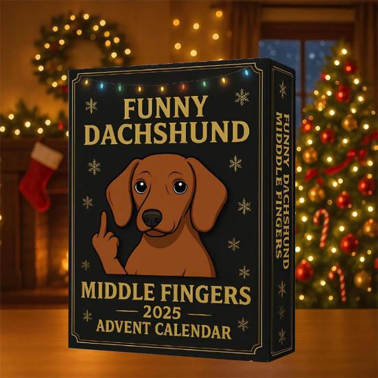 Yousheng Dachshund Advent Calendar 2025 Funny Middle Finger Dachshund Collectible Pendants 24 Days Countdown To Christmas Decoration for Dog Lovers