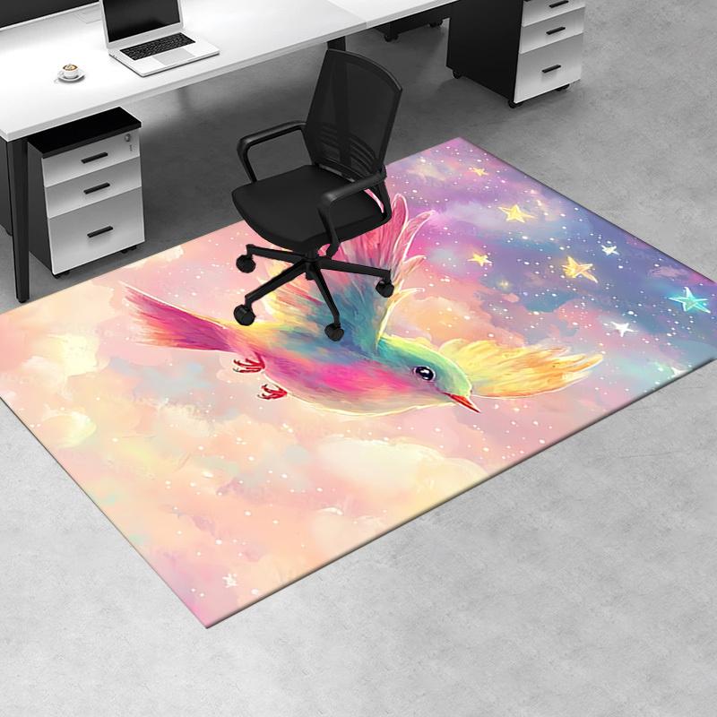 Colorful Bird Starry Sky Chair Mat Office Carpet, Oversized Rug for Home Decor, Suitable for Bedroom, Living Room, Various Rooms