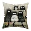 [Chic Cartoon Cat] Machine Washable Polyester Chic Cartoon Cat Throw Pillow Cover 17.7x17.7" | Contemporary Decorative Cushion Case