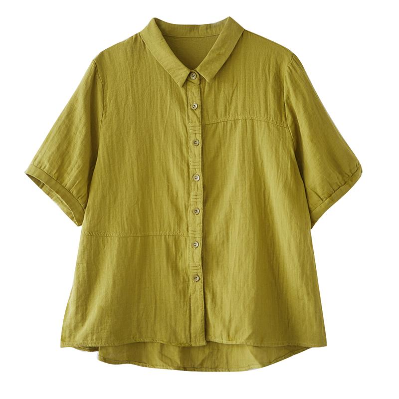 DIMANAF 2026 Plus Size Summer Women Blouse Shirts Casual Lady Tops Tunic Shirt Oversize Loose Tees Cotton Linen Vintage