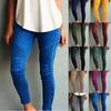 Women Fashion Solid Color Elastic Waistband Slim Skinny Pencil Pant Trouser